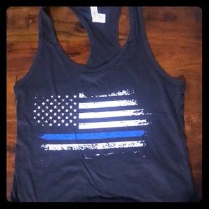 American Flag Blue Line Support Police Tank Top